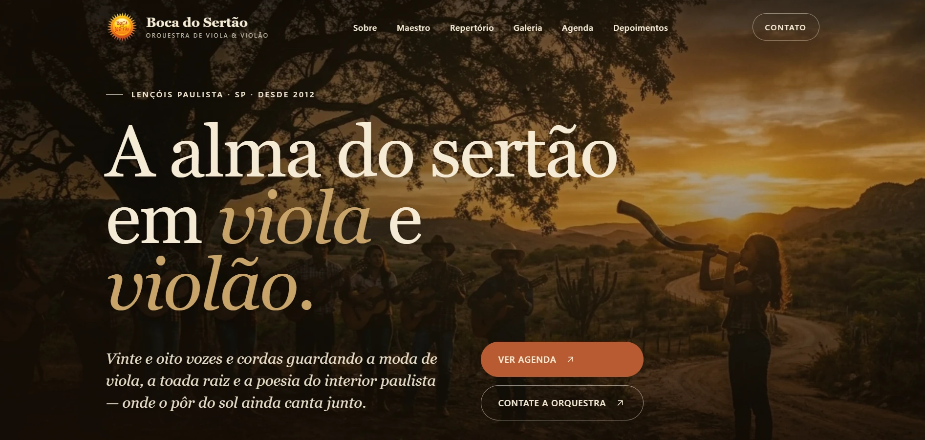 Landing page Orquestra Boca do Sertão