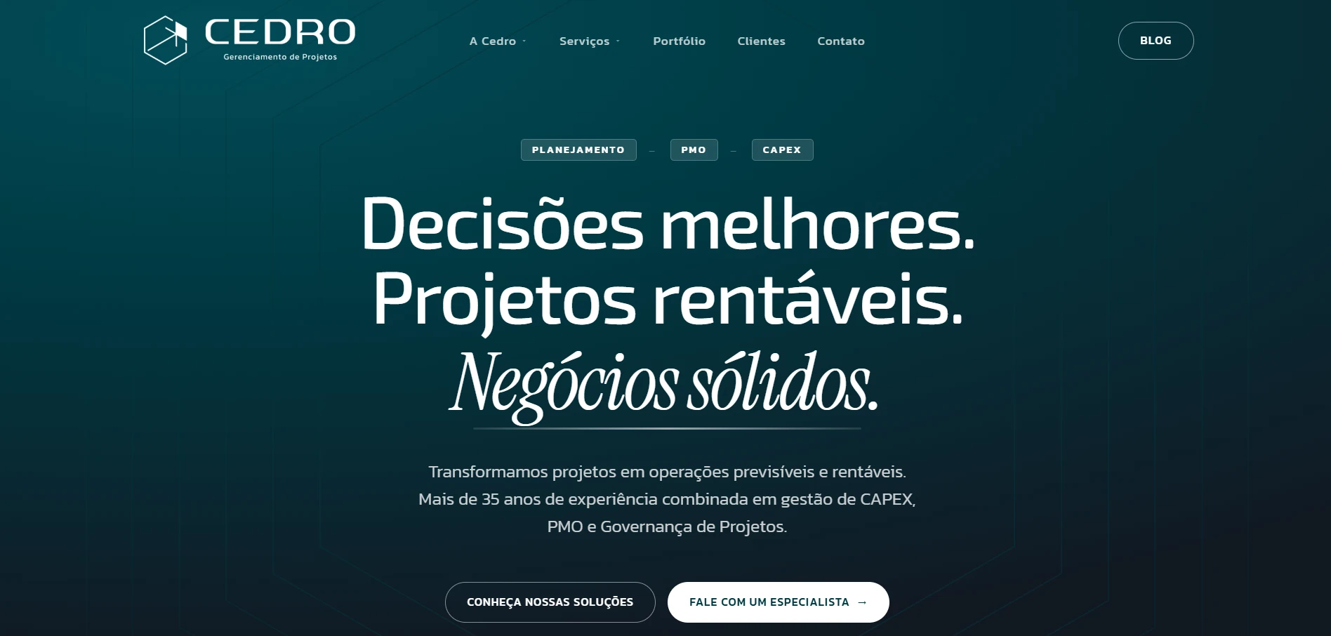 Site Institucional CEDRO Gerenciamento de Projetos